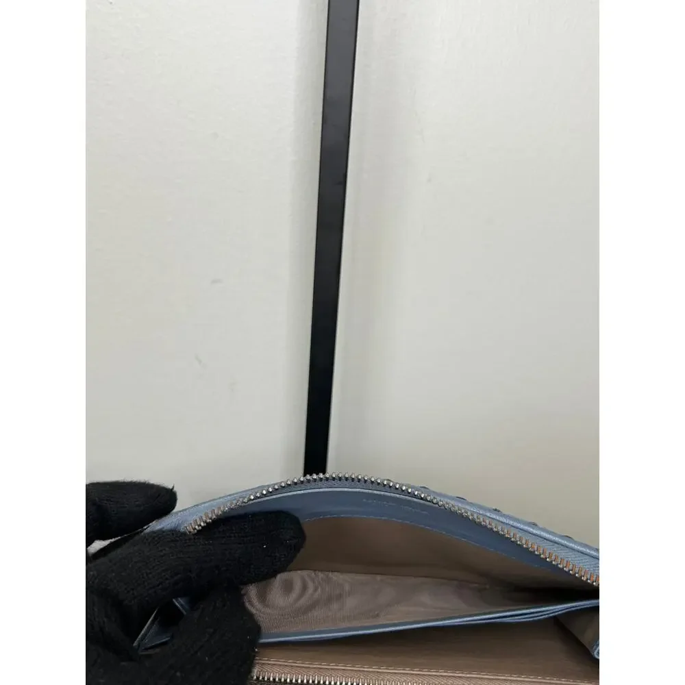 Bottega Veneta Intrecciato Blue Zip Around Wallet Box Dust Bag